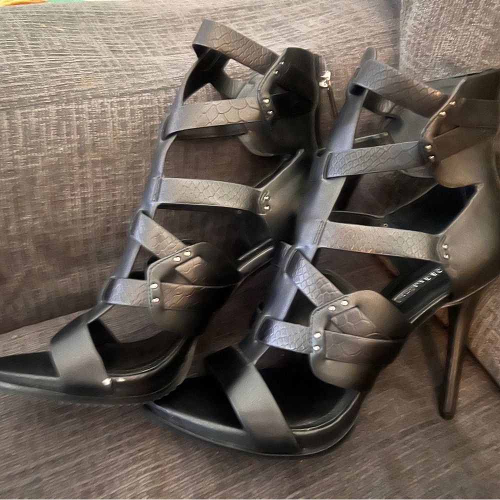 BCBGeneration Black Strappy Heels